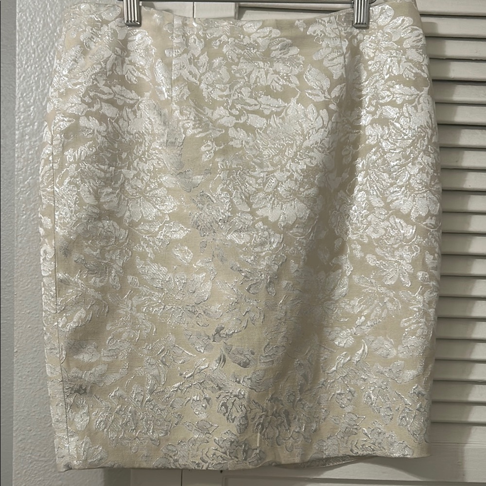 Forever 21 Cream Embellished Pencil Skirt